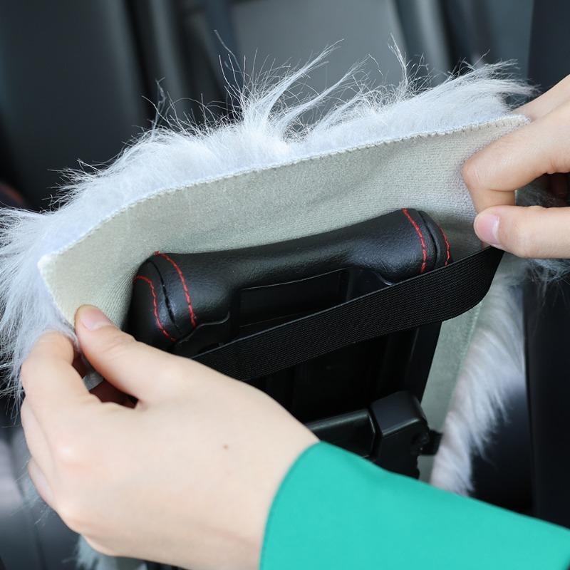 Winter Car Armrest Cushion 30x20cm Car Arm Rest Box Artificial Wool Warm Non-slip Long Plush Cover Pad Car Interior Accessories