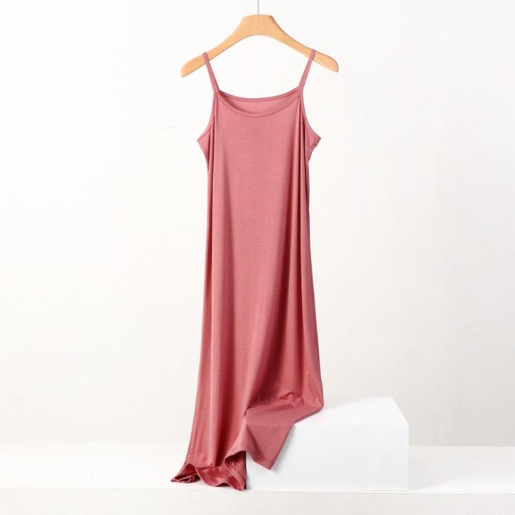Plus Size Loose Fit Modal Camisole Pajamas Dress Comfortable Anti Exposure for 200 Lbs