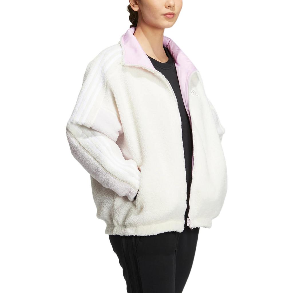 adidas Sportswear Metrevboa Reversible Sherpa Jacket Women White Pink HM7111