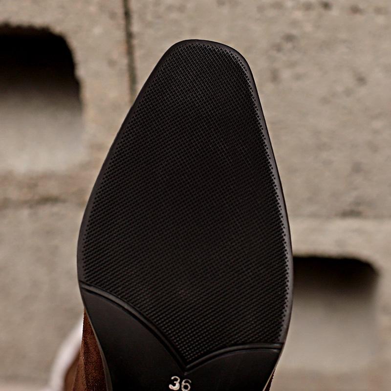 Women's low-heeled boots autumn and winter new comfortable and warm thick-heeled large-size plush medium boots