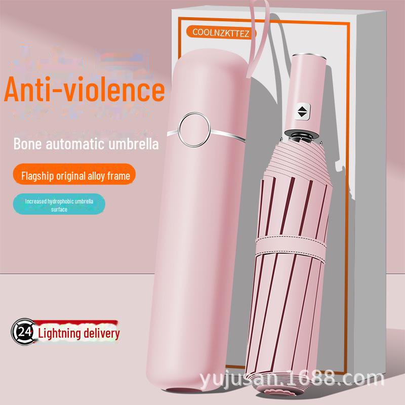 Umbrelă automată bărbătească 72-Bone: Fibre din lemn masiv, protecție UV, logo personalizat