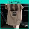 Tshirt Sleeved Summer 2024 Short For Women Vintage Letter Print Hip Hop T Shirt Long Top Harajuku Oversized Graphic Women Tees