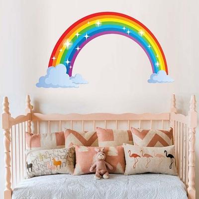 Removível Para Quarto de Crianças Padrão Arco-Íris Adesivo de Parede Decoração de Casa Decalque de Parede Autocolante