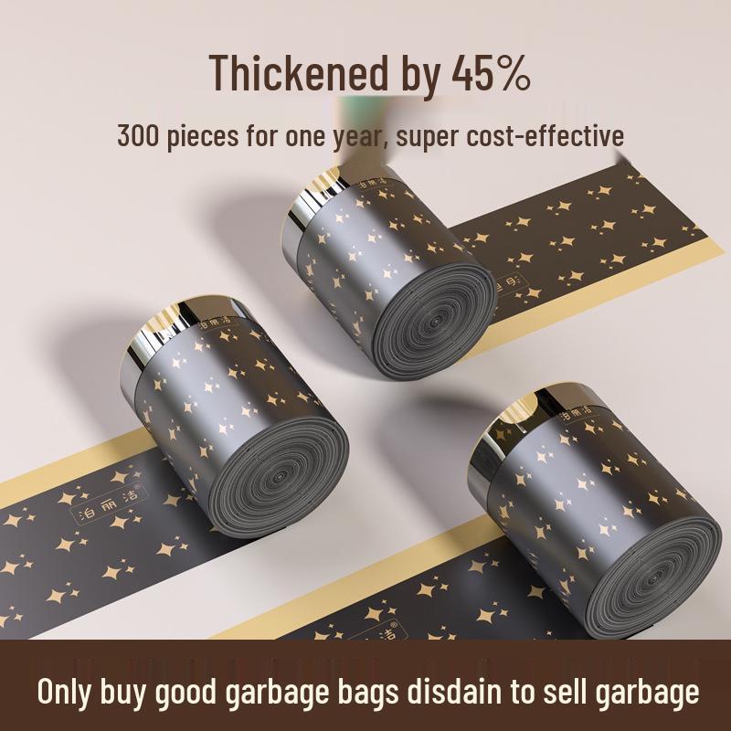 Black Printed Drawstring Kitchen Trash Bag - Thickened Handheld Design