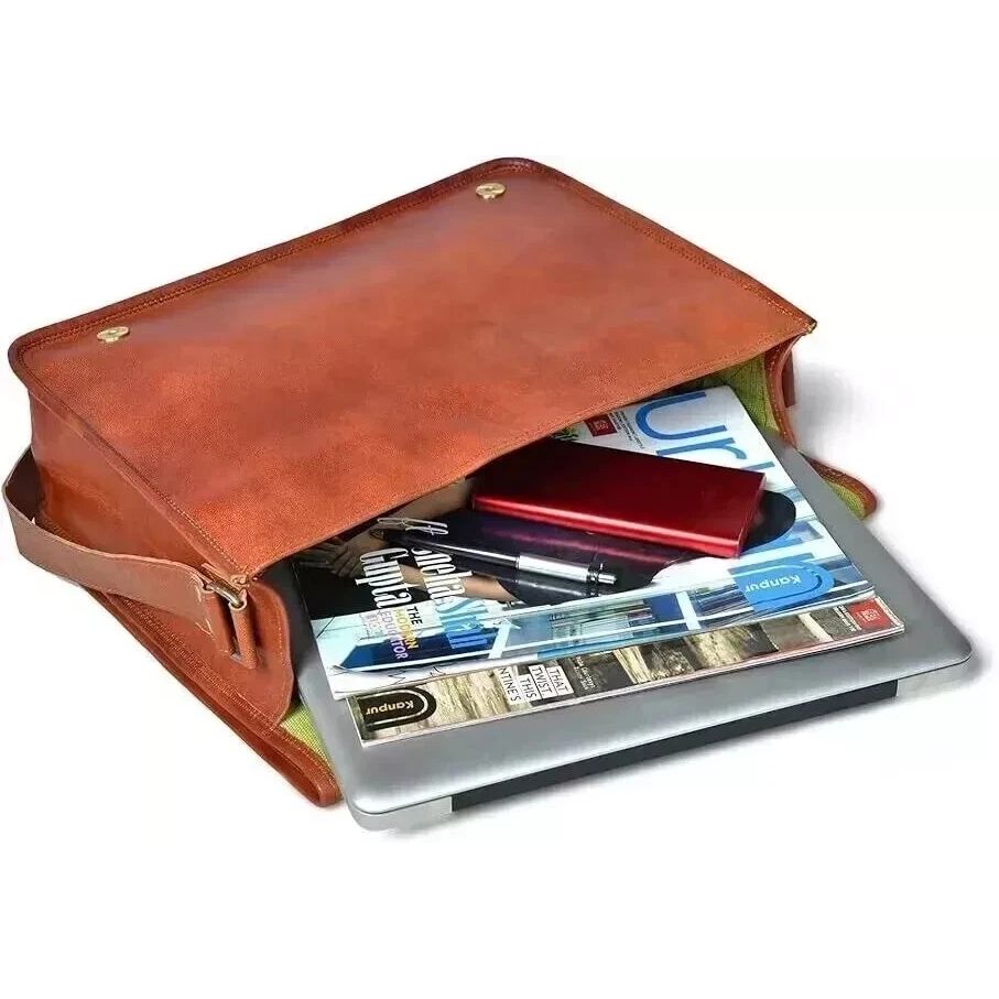 Tasche Leder Echt Herren Vintage Reise Schulter Laptop Herren Braun Messenger Neu
