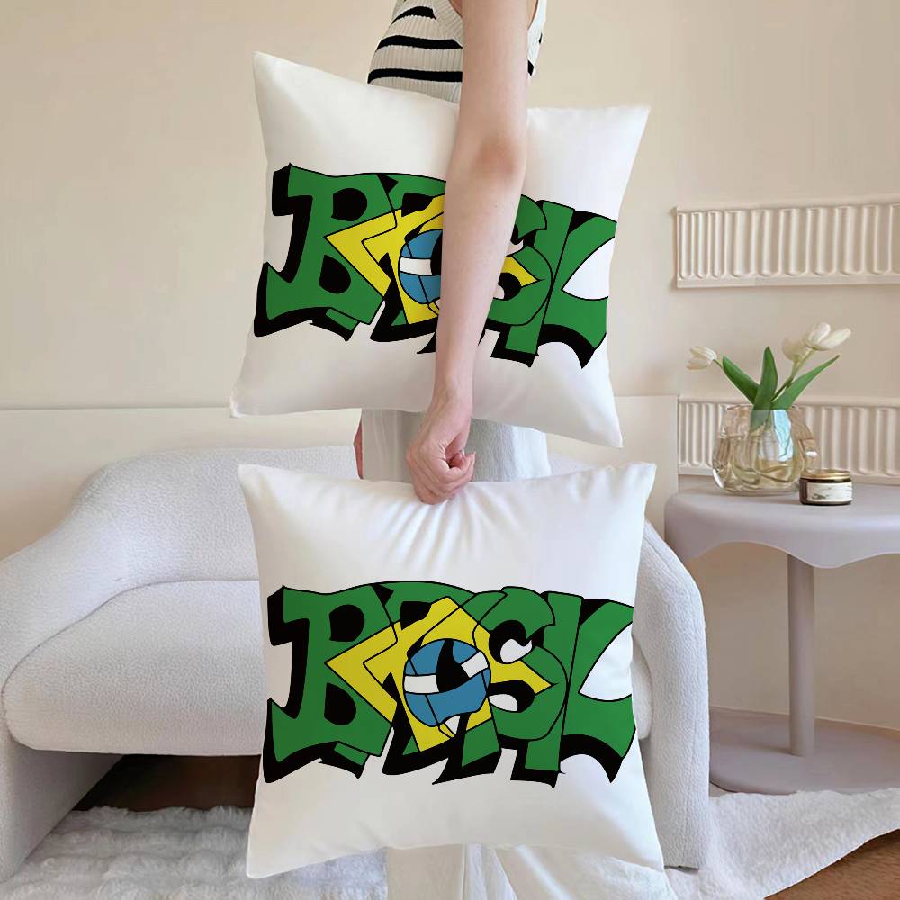 

Flag of Brazil cool Pillow Case Sofa and Living Room Decorative Cushion Covers Dust-proof and Mite-proof Invisible Zipper 12x12Inch