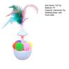 Wobbling Cat Toy Interactive Cat Teaser with Feathers Plush Balls Cat Enrichment Toy for Indoor Kittens Stimulates Hunting Instinct