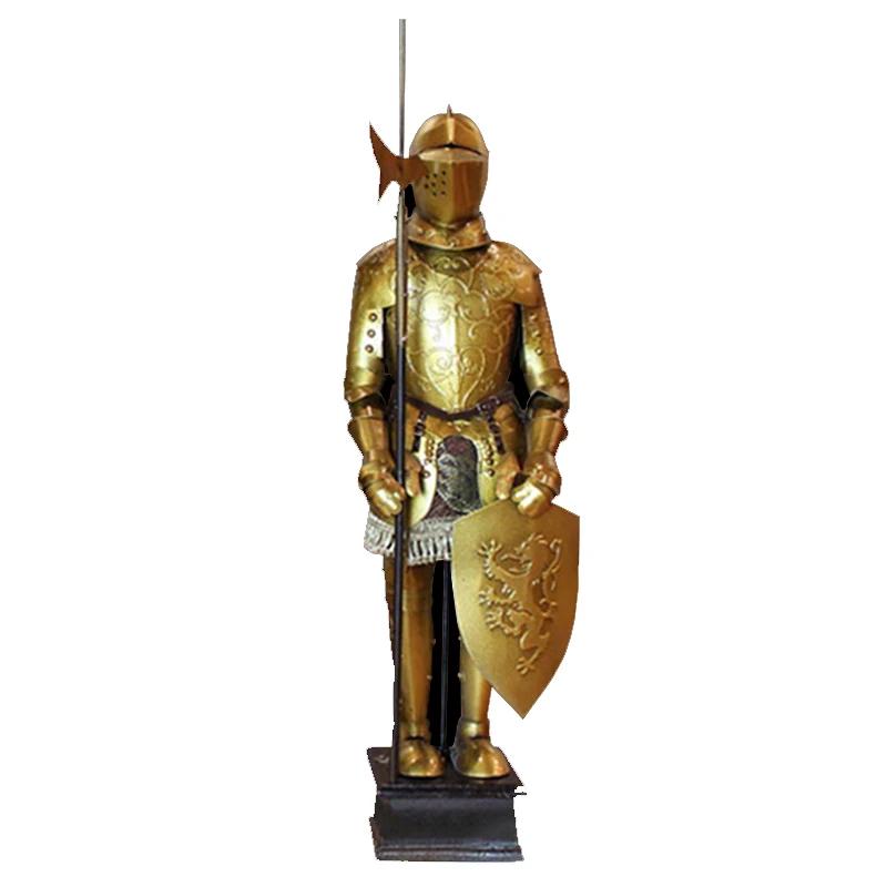 

Miniatures Knight Armor Figurines Interior Desktop Sculptures Retro Medieval Home Decorations Creative Living Room Ornaments золотистый