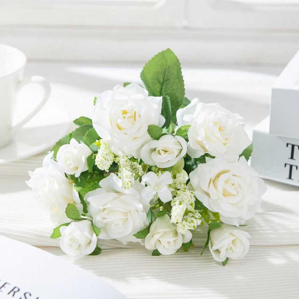 Artificial Flowers Silk Rose Wedding Bridal Fake Bouquet Valentine'Home Room Table Decor Outdoor Yard Garden DIY Photograph Prop