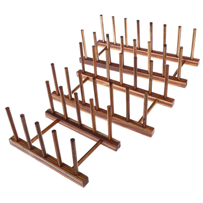 Functional Wooden Dish Drainer Rack Perfect for Organizing Plates and Lids in Small Kitchens