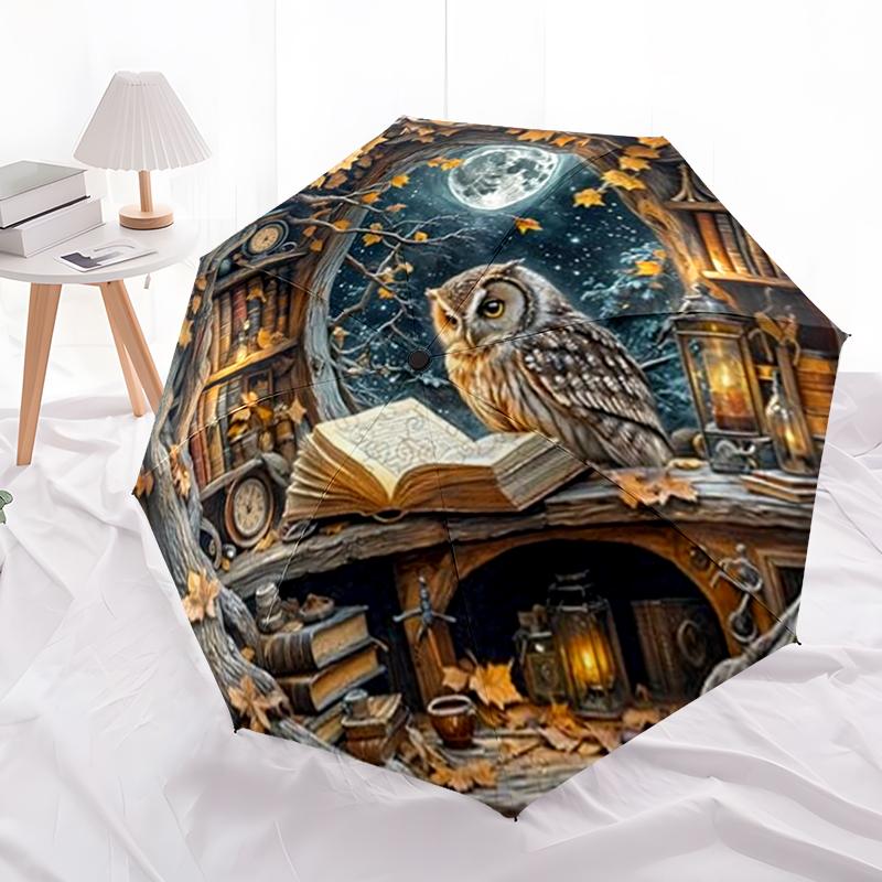 Magic Owl Wizard Umbrella Automatic Open/close, Sturdy Iron Frame & 8-Rib Structure, Umbrella for Women & Men, Christmas Gift