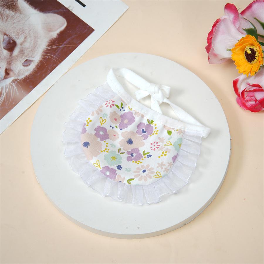 Pet cat scarf, ragdoll scarf, dog saliva scarf, double-sided dog floral scarf
