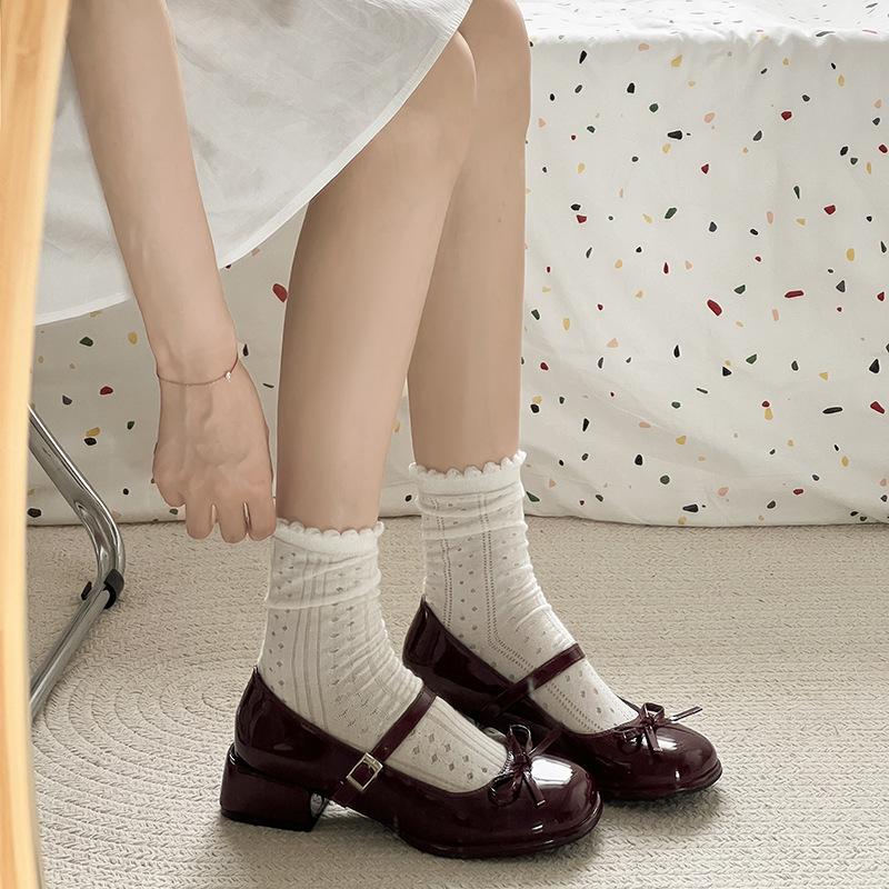 2025 autumn new sweet Japanese height-increasing Mary Jane shoes French shallow mouth fairy style bow small leather shoes women