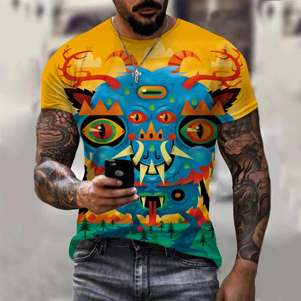 3D Digital Printing T-Shirt Teen Men's Short Sleeve Top Versatile Breathable