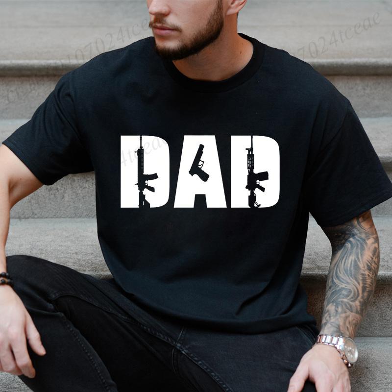 Dad Guns T-Shirt for Men Short Sleeve Tes Father's Day Gift Gun Lover Graphic Tops Harajuku Streetwear Oversized Male Clothing
