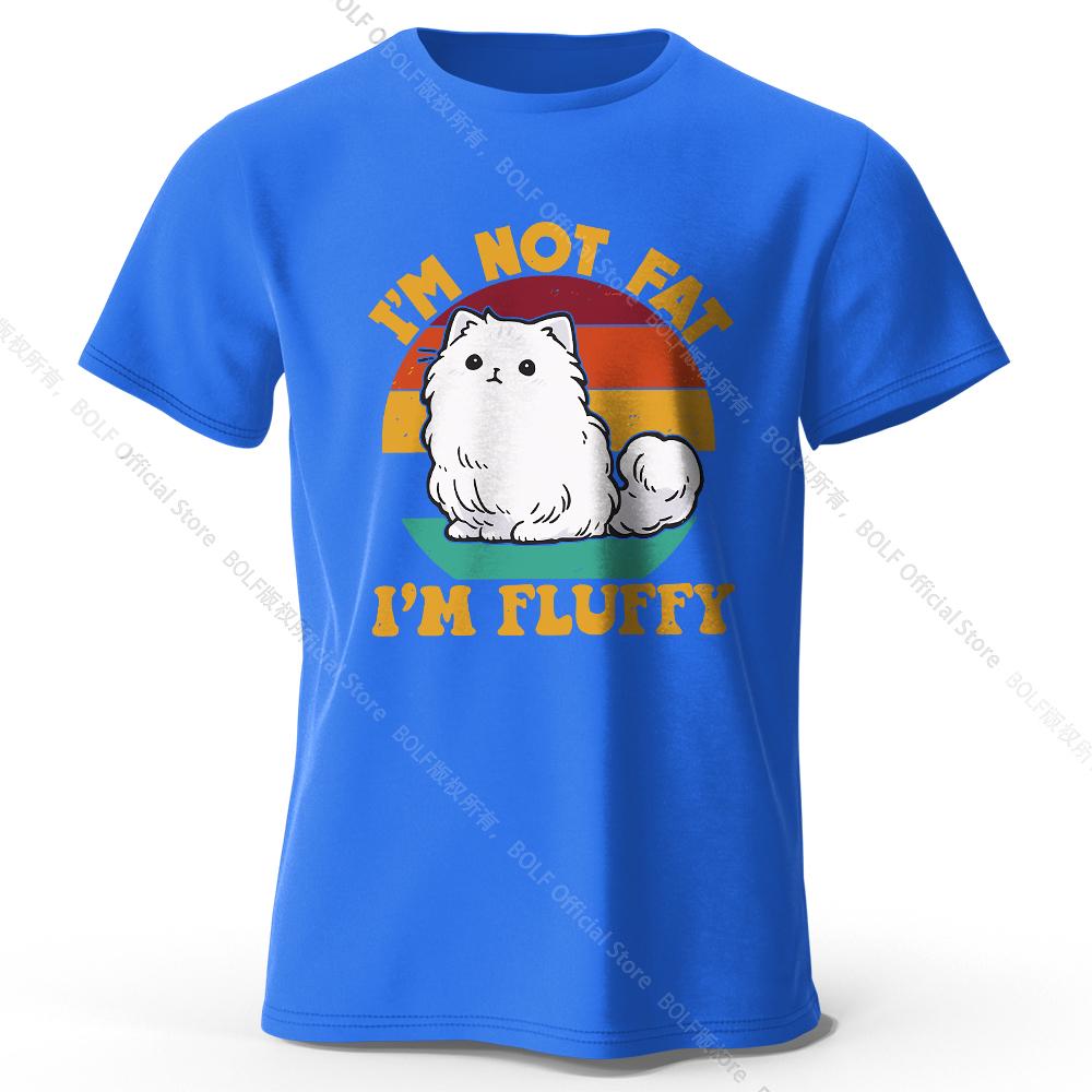 Men's I Am Not Fat I Am Fluffy Printed T-Shirt 100% Cotton Oversized Humor Graphic Tees for Women Summer Tops Kawaii Streetwear