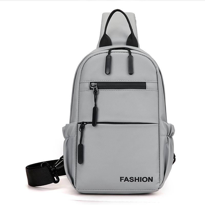 Men's Waterproof Chest Bag Multifunction Oxford Crossbody Shoulder Bag Messenger Travel Pack with A Headphone Wire Access Hole