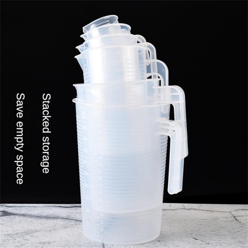 5000/3500/2000/1000/500/250/100ml Tazza graduata in plastica con coperchio Becher da laboratorio di grandi dimensioni Tazza di miscelazione trasparente Strumenti per la cottura