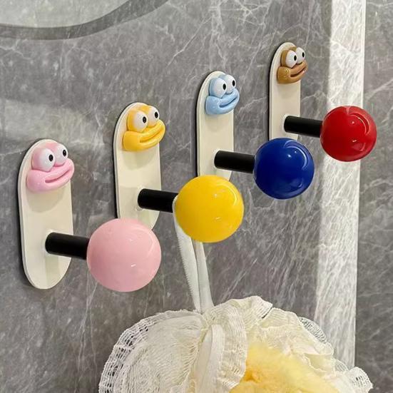 4Pcs Punch Free Wall Hooks Strong Load-bearing Creative Shape Self Adhesive Wall Mounted Clothes Key Towel Hangers