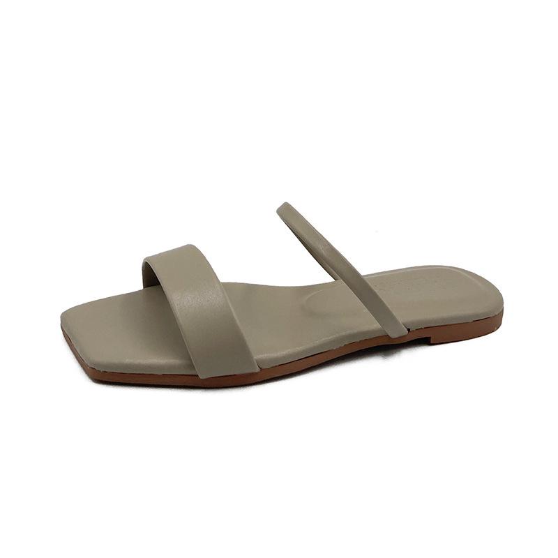 Women's 2022 Summer Square Toe Flat Sandals with Open Toe and Strap