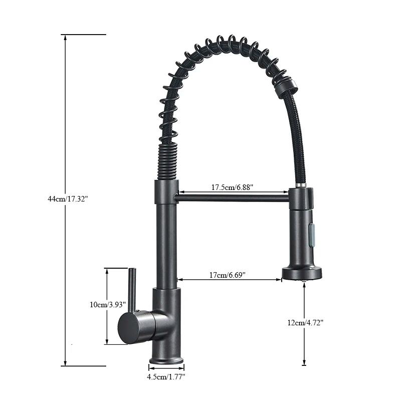 Black Gray Kitchen Sink Faucet Dual Mode Spout Pull Down 360° Rotation Faucet Deck Mounted Hot Cold Water Mixer Tap Torneira