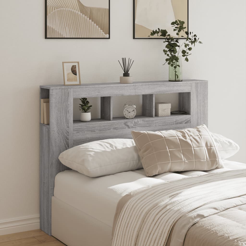 Vidaxl Testata Letto Con LED, Rovere Sonoma Grigio, 140X18,5X103,5 Cm