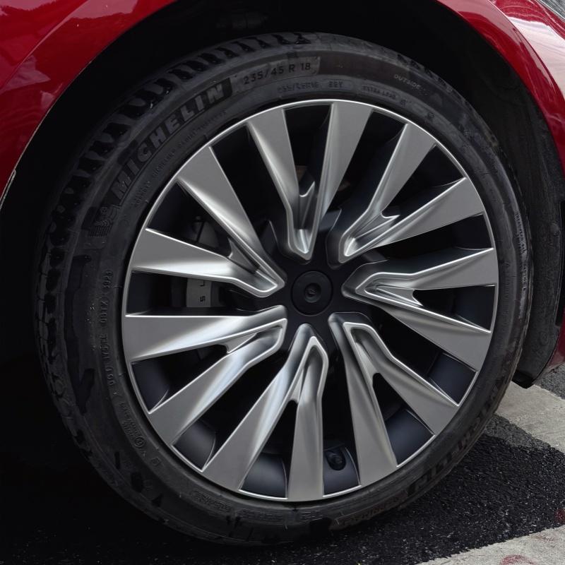 Jeu de 4 enjoliveurs 18 pouces Pour Tesla Model 3 Highland Performance Cache-moyeux Cache-roue de rechange Cache-roue complet Accessoires 2024
