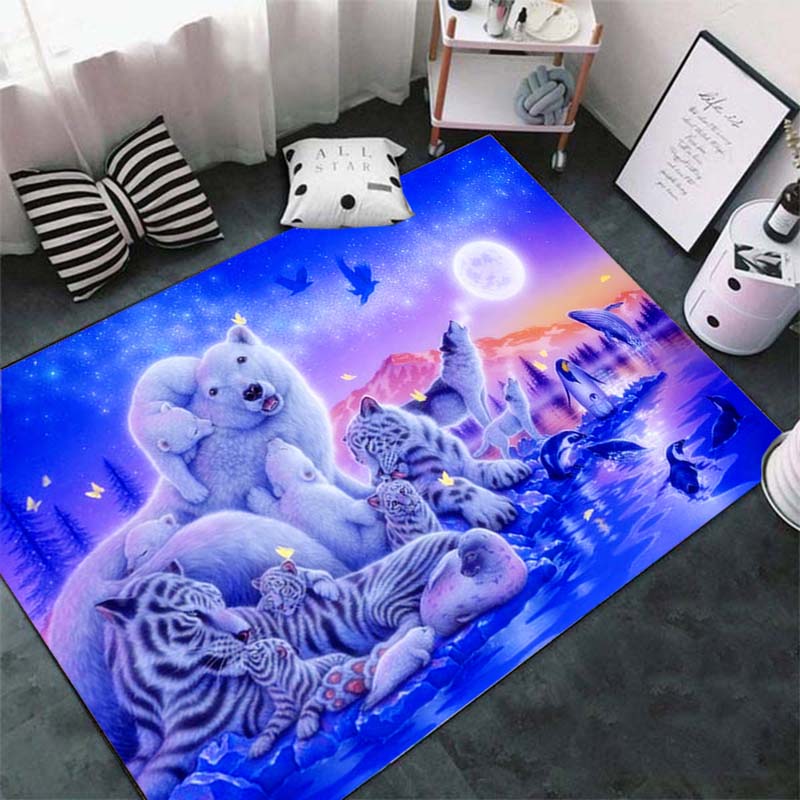 Fashion Tiger Pattern 3D Animal Area Rug, Soft Absorbent Non-Slip Floor Mat for Living Room & Bathroom, Large Modern Carpet
