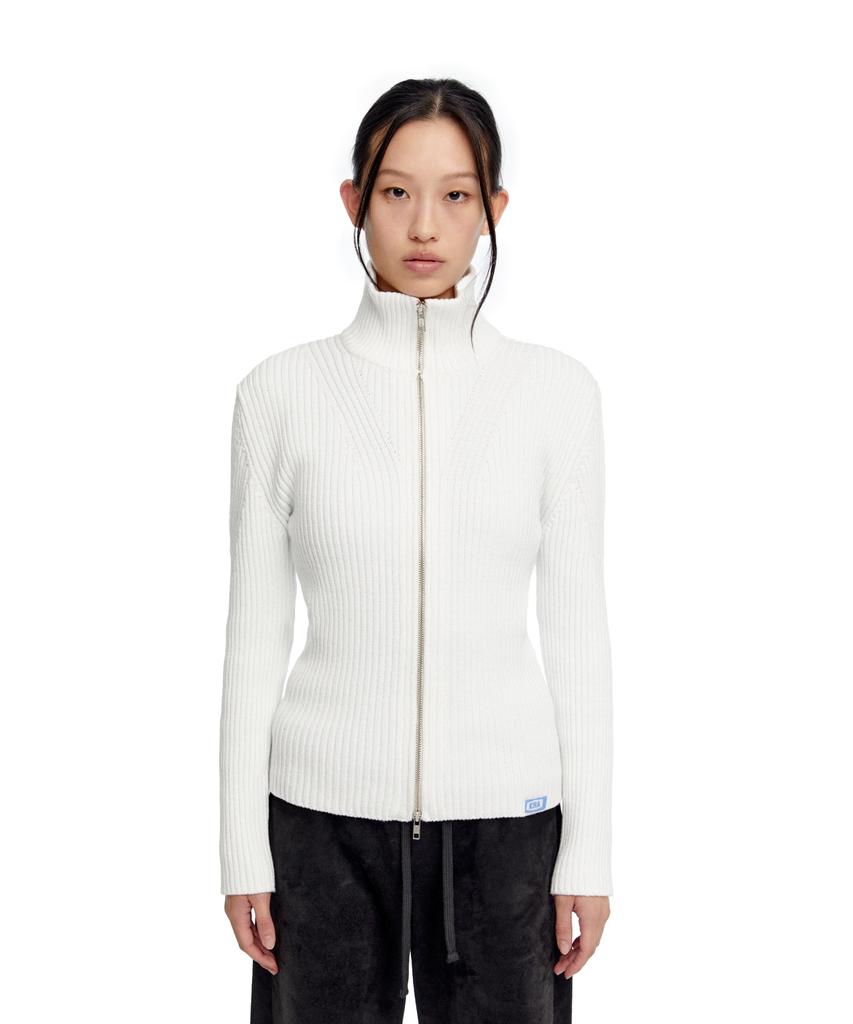 ERA Women Slim-Fit Zip-Up Sweater - White