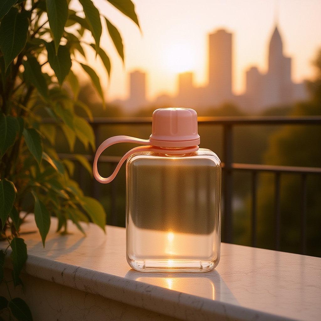Leakproof Flat Water Bottle 240Ml Travel Flask Portable Mini Pocket Bottle for Gym Camping Outdoor Pink Plastic Flask for Liquor