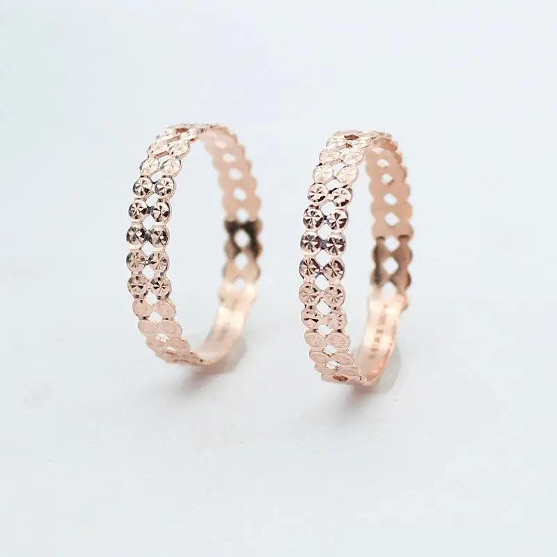 Rose Gold-Plated Purple Gold Pattern Round Ring Temperament Opening Adjustment Ring Jewelry