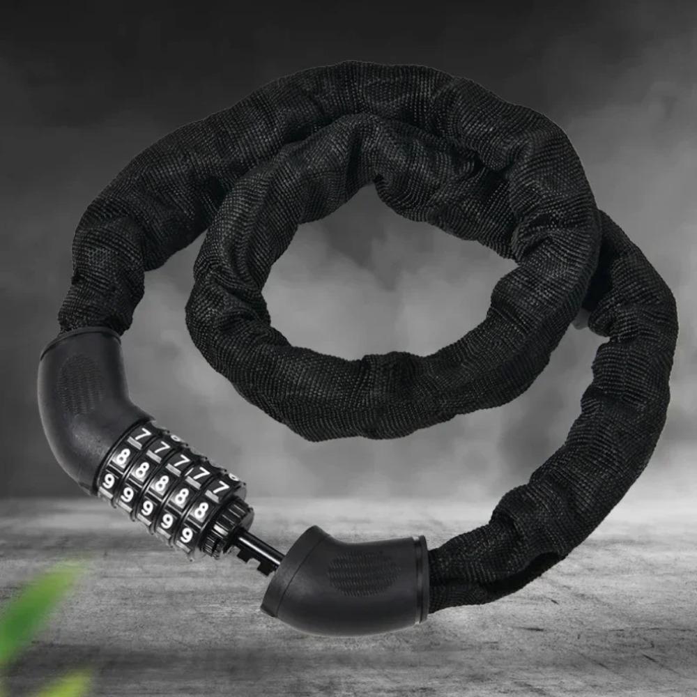 Portable Chain Lock Bicycle Anti-Theft Lock Motorcycle Electric Car Combination Lock Suit For Scooters And E-Bikes