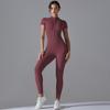 European-American Open-Neck Zipper Jumpsuit: Sexy, Tight-Fitting Short-Sleeve Dance & Yoga Bodysuit for Women