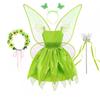 Lkbilswei Fairy Cosplay for Tinker Bell Fairy Girl Princess Costume with Butterfly Wings and Hair Kids Costume for Flower Birthday School Festival