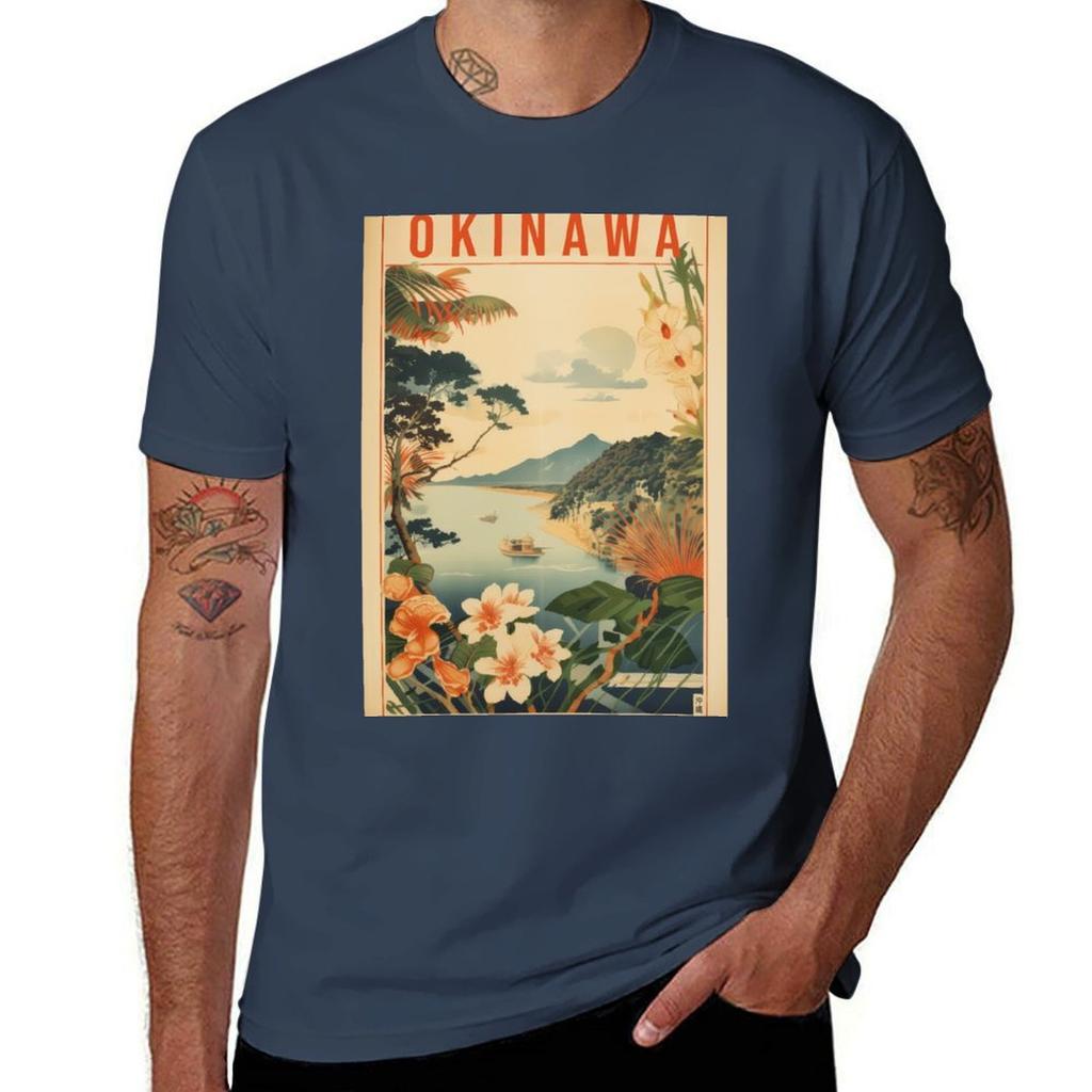 Retro Okinawa TShirt Trendy Print Short Sleeve TShirt