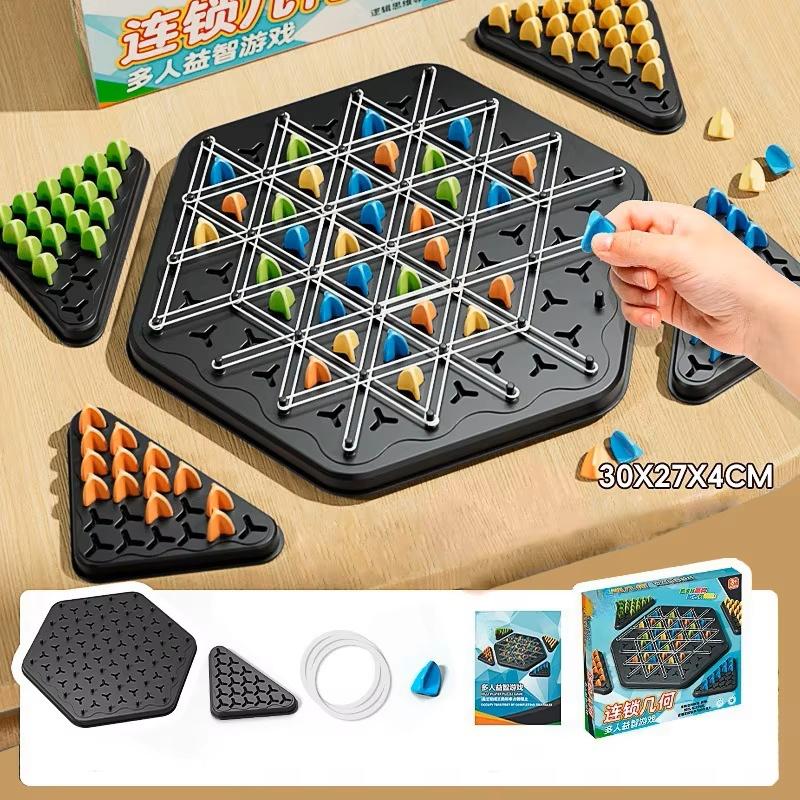 

Interactive Chain Triggle Game - Rubber Band Chess Board Game Battle Set Toy For Kids Family Party Gift