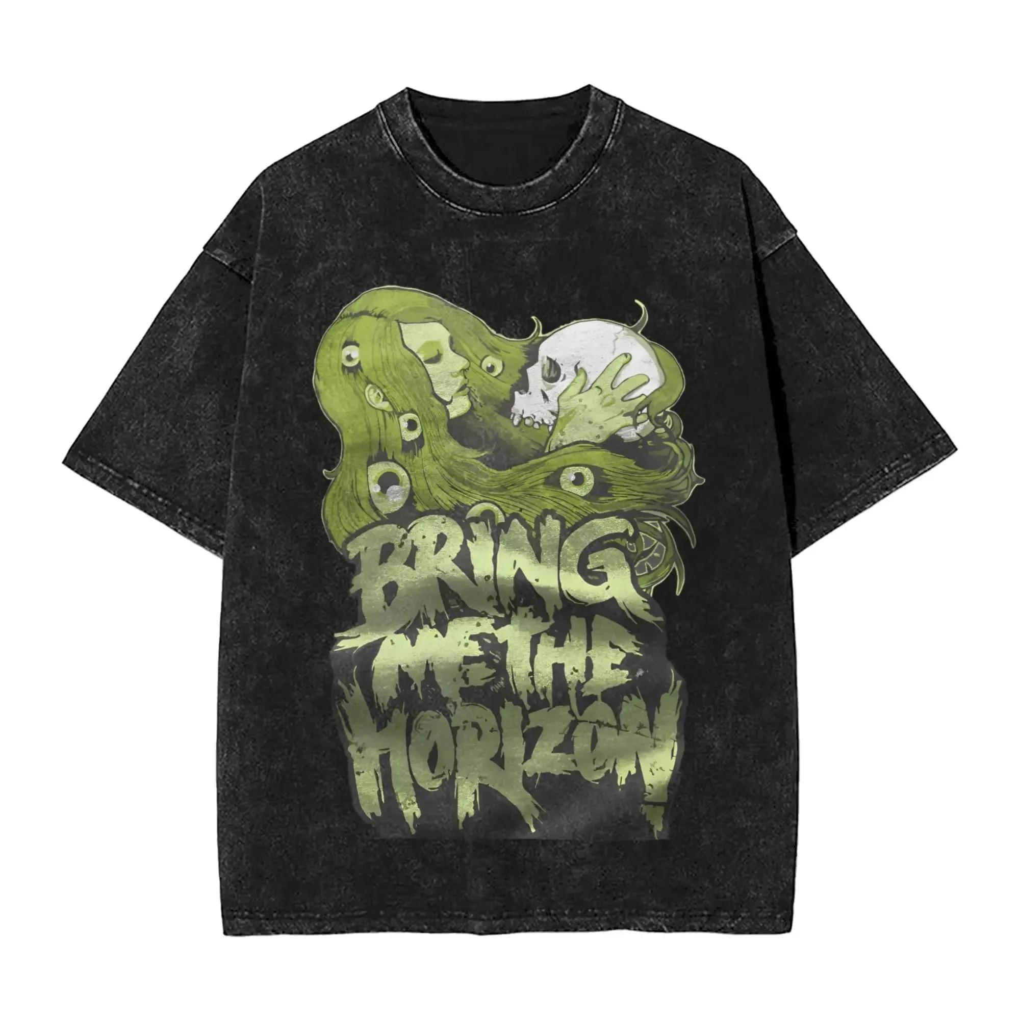 

Футболки ROCK Band Bring Me The Horizon для фанатів BMTH Прані Вінтажні Топи Новинка Британський Літній Футболка Вінтажні Вільні Бавовняні Топи XL білий