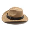 Wind Suede Retro Belt Buckle Upturned Edge Wide Brim Denim Hat Outdoor Thermal Shade Top Hat