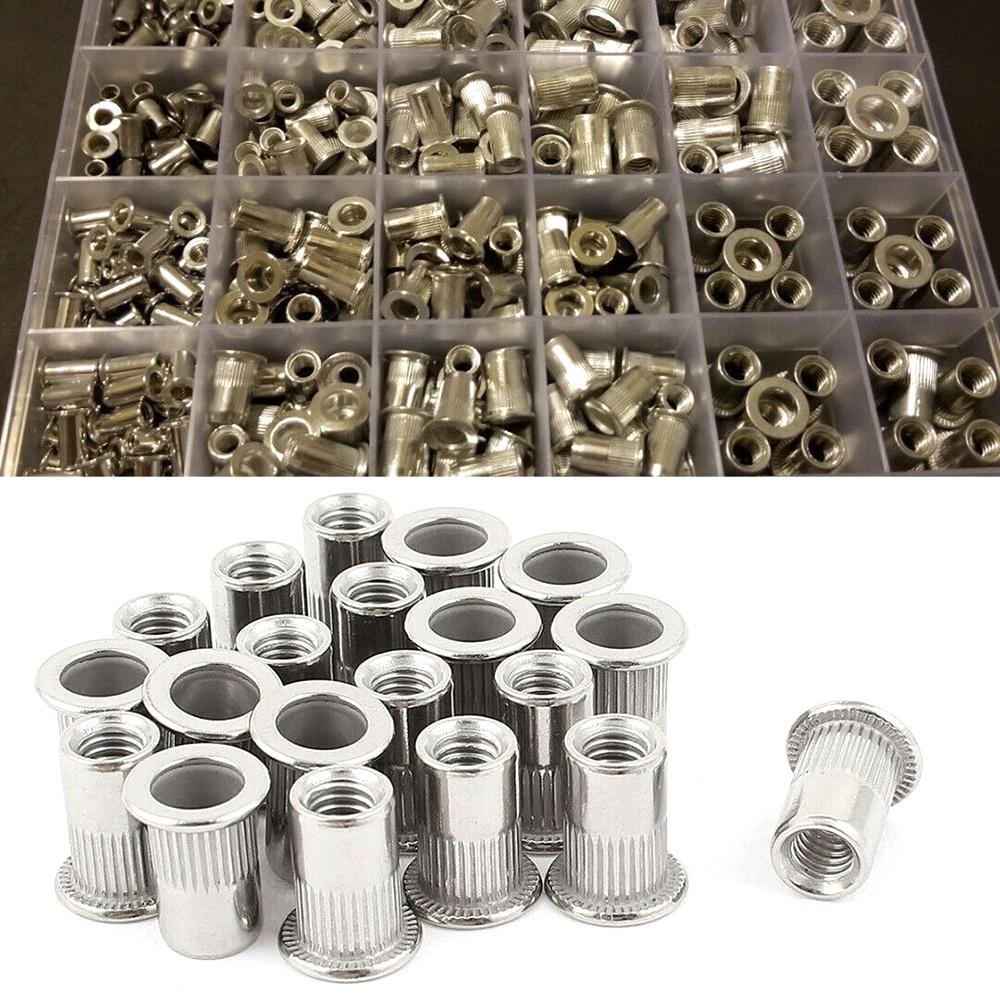 240pcs Insert Nut Threaded Wire Screw Stainless Steel Wire Screw Sleeve Embedment Nuts Assortment Set Kit with Plastic Storage Box