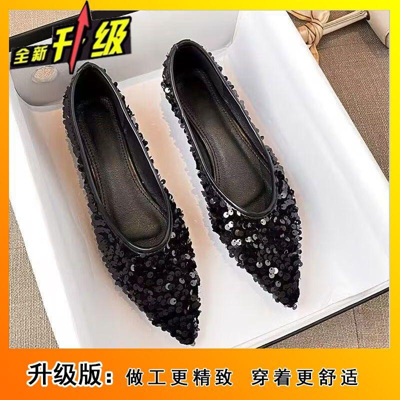 2025 New Spring High-end French Pointed Flat-soled Single Shoes Women's Shallow Mouth Evening Ladyshoes Are Not Tired of Feet Doudou Shoes