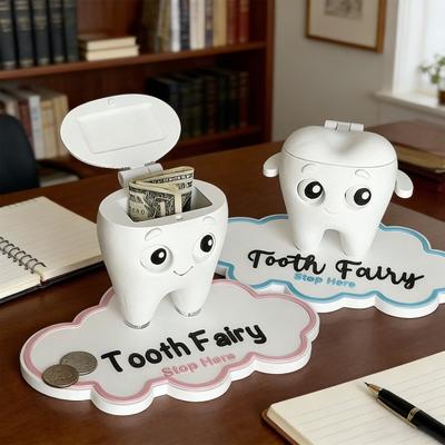 3D tištěný držák na vypadlé zuby Roztomilá bílá krabička ve tvaru zubu pro dětské první vypadlé zuby Krabička na vzpomínku na vypadlé zuby pro chlapce a dívky