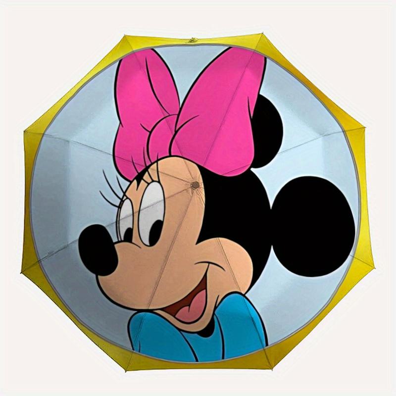 

1pc Minnie Mouse Automatic Folding Umbrella: Compact 8-rib Design Outdoor, Casual Accessory, Durable Canopy