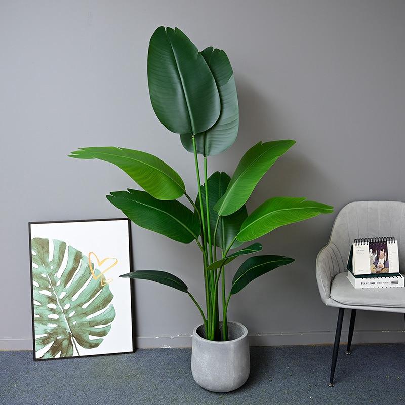 Large Tropical Palm Tree Plants Leaves Real Touch Fake Large Banana Plants Leaves Green Plant Branch Bouquet  Home Garden Decor