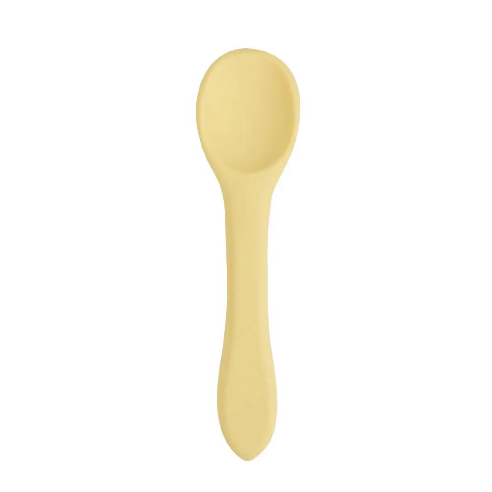 1PCS Full Silicone Spoon For  Utensils Food Grade Silicone Free Dishes Feeding Set Easy To Rinse  Tableware
