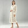Thick Plaid Fleece Robe Women Long Sleeve V-Neck Hooded Sleepwear Cozy Home Lounge Wear Winter Fall