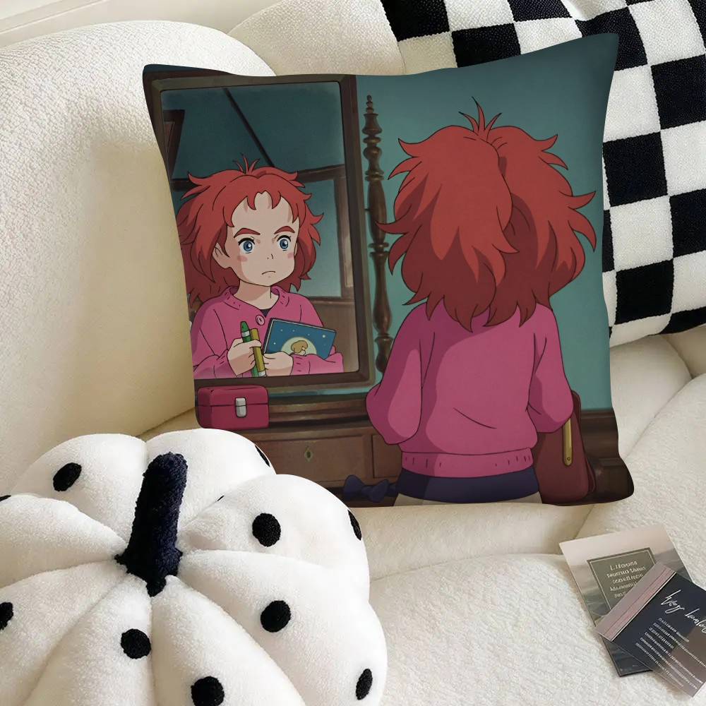 Movie Mary And The Witchs Flower Pillow Case Fashion Square Pillowcase Bedroom Sofa Room Ins Decoration Leisure