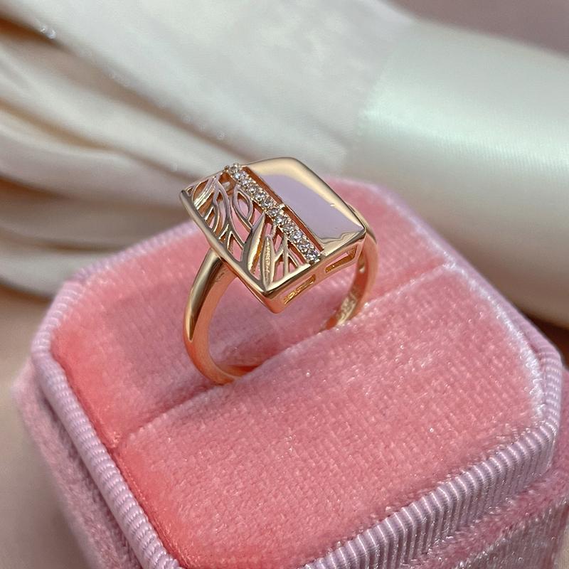 Kinel Luxury Square Rose Gold Color Glossy Rings For Women