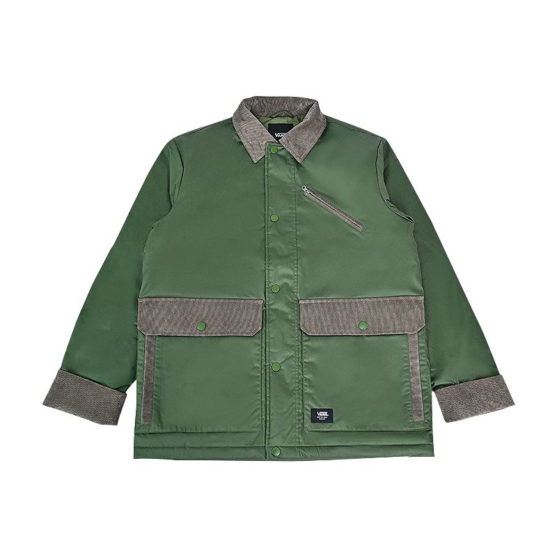 Vans Puffer Jackets Men s Green Lapel Moderate Puffer Jacket VN000QNUEN6 L