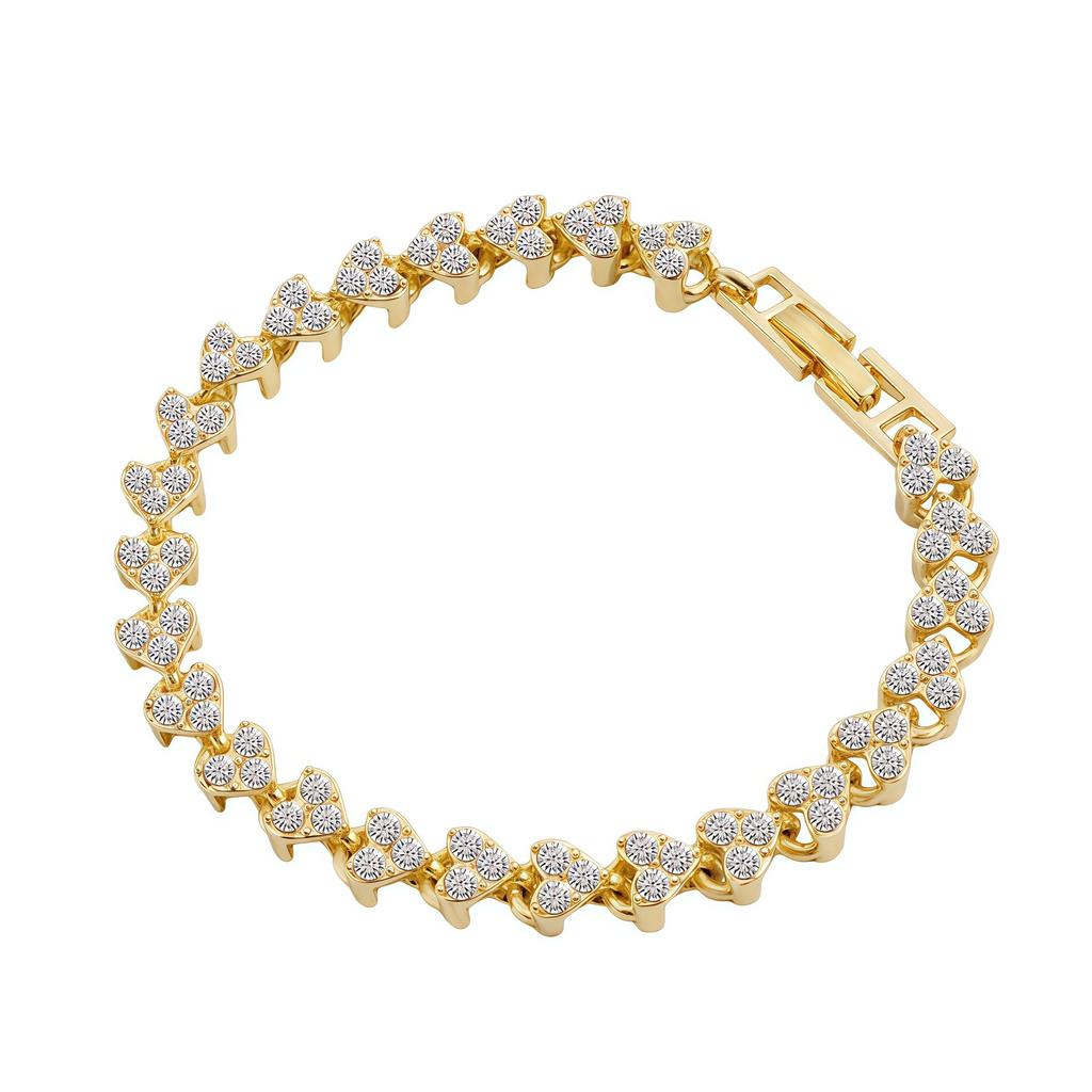 Luxury Full Diamond Roman Crystal Bracelet for Women, Sparkling Inlaid Stone Fashion Jewelry