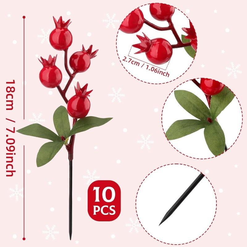 10Pcs Christmas Foam Berry Branch Decor Artificial Bouquet Xmas Tree Ornament Home Decor New Year 2026 DIY Gift Navidad Accessor